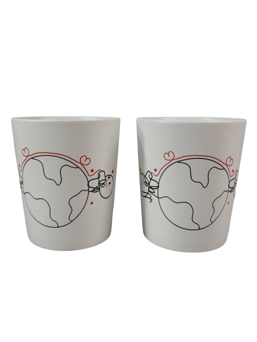 Human Touch Long Distance Romance Mug x2 Treat It With Love Soulmates Globe 12oz